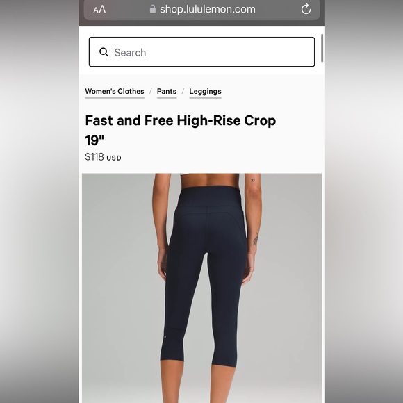 Lululemon leggings Fast and Free High-Rise Crop 19" - Picture 5 of 6
